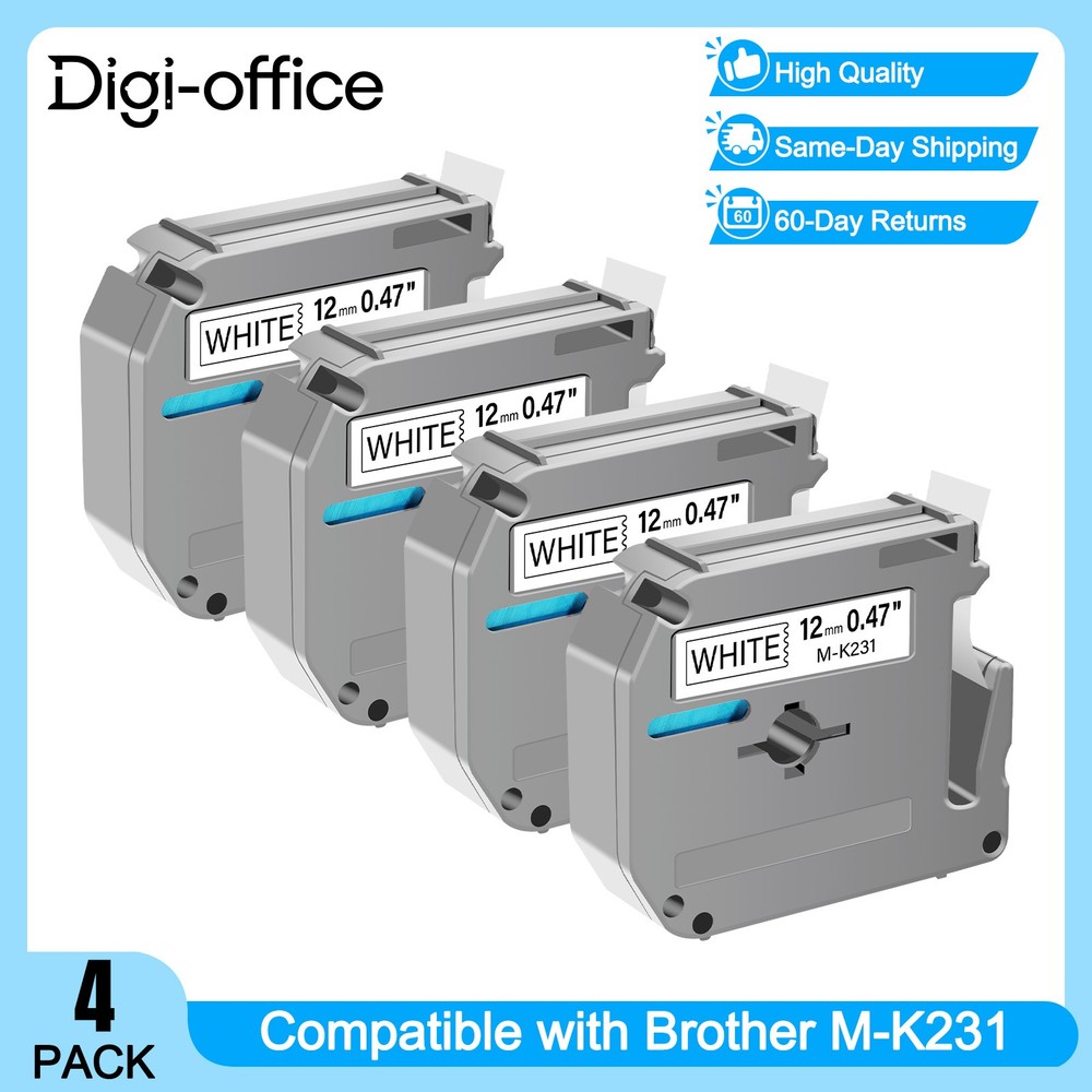 40PK M-K231 For Brother P-Touch 12mm Label Tape White 1/2″ PT-55 PT-85 PT-70 90