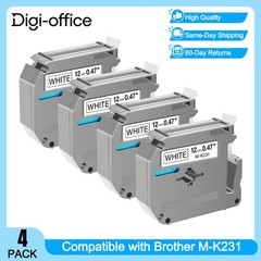 40PK M-K231 For Brother P-Touch 12mm Label Tape White 1/2″ PT-55 PT-85 PT-70 90