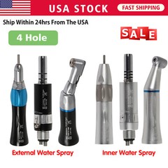 Low Speed Handpiece 4H Inner/External WATER Spray Push Button/Latch Black Dental