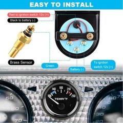 2″” 52mm Water Temp Gauge, 100-250℉ Water Temp Thermometer Meter Kit Car Access