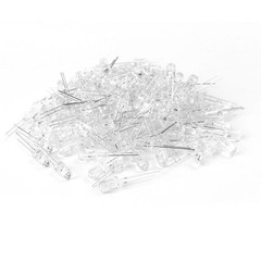 100x White LED 5mm Round Top Transparent Clear Tip PCB Board Solder F5 Bulbs