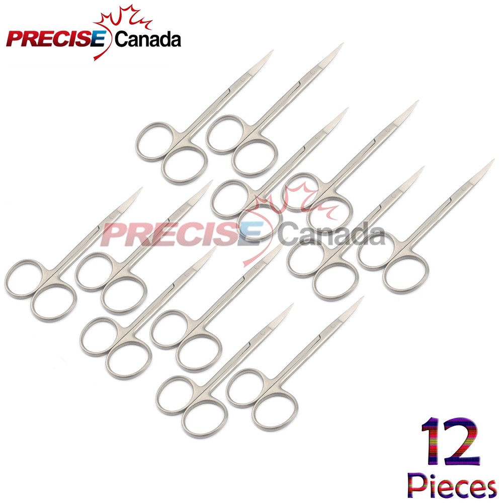12 Iris Scissors Curved 4.5″ Surgical Dental Instruments