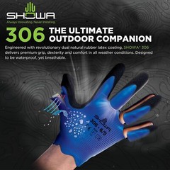 Showa Atlas 306 Gloves, Dual Latex Coated, Latex Foam Coated Palm Grip (1 Pair)