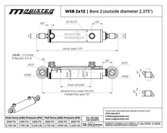 Hydraulic Cylinder Welded Double Acting 2″ Bore 12″ Stroke Swivel Ball/Eye