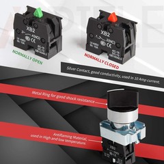 2 Pack 22mm Selector Switch 2 Position Maintained 1NO Panel Control Switch