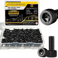 Duramedal 160pcs M4 x 12mm Screws, Hex Socket Head Cap M4*12mm 160pcs, Black
