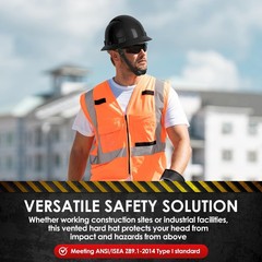 15-436 HDPE Full Brim Hard Hat, Construction Safety Helmet with Vented Holes,…