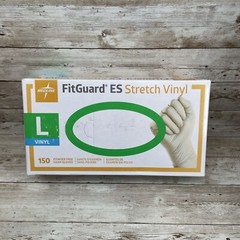 *6 BOXES* MEDLINE FITGUARD ES Stretch Vinyl Exam Gloves Size: LARGE, EXP: 02/26