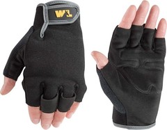 Durable Black Fingerless Synthetic Leather Gloves for Enhanced Manual Dexterity