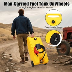 14 Gallon Portable Fuel Caddy with Manual Pump & 10ft Delivery Hose yellow (53L)