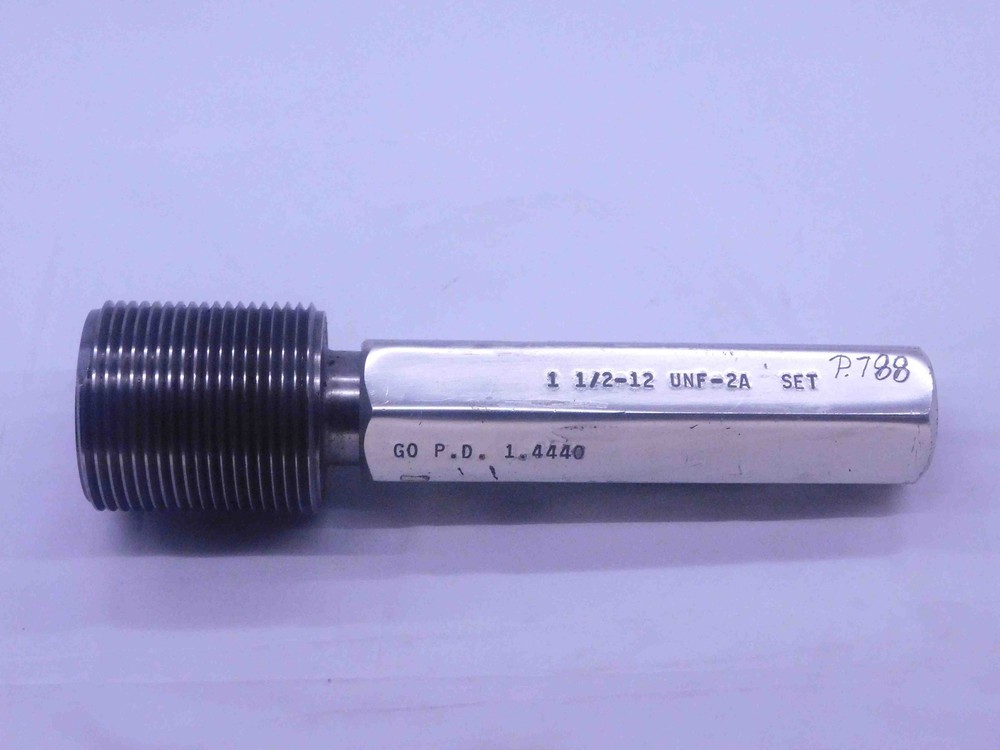 1 1/2 12 UNF 2A SET THREAD PLUG GAGE 1.5 1.50 1.500 1.5000 GO ONLY P.D. = 1.4440
