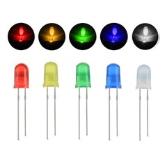 BOJACK 500pcs 5mm LED Diode Lights 5 Color Assorted Kit Bright Lamp Components