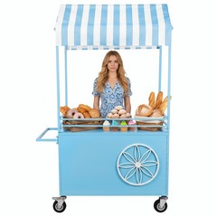 Candy Cart with Lockable Wheels Mobile Food Display Stand Dessert Cart W/ Canopy