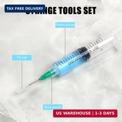 Glue Applicator Syringe Blunt Tip Needle and Cap, with Soft Plastic Tube, Suitab