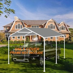 10×20 Ft Carport Replacement Canopy Cover Garage Tent Shelter Tarp Grey w/44