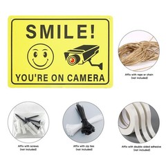 2 Pack Smile You Are on Camera Sign Aluminum Outdoor Security Sign Yellow