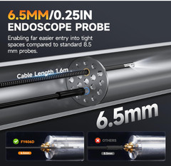 Endoscopio doble lente 0.25in articulado 220° HD IP67 con luz LED 5.3FT. Incorpo