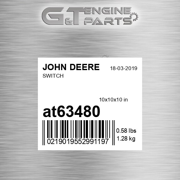AT63480 SWITCH fits JOHN DEERE (Surplus Open Box)
