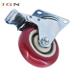 Red Caster Wheels 4″ Locking Casters With Brake Swivel Plate Castor 4 Pcs Caster