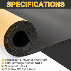15.7 In. X 330.7 In. Black PE Sound Deadening Mat Sound Absorbing Panel, High De