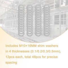 Compatible M10×16MM Steel Shim Washer Set 48pcs (0.1/0.2/0.3/0.5mm Each 12pcs…