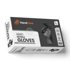 HandCare Black Nitrile Gloves – Exam Grade, Powder Free (4 Mil) 100 Gloves 1 BOX