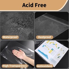 25 Count Clear Plastic Sleeves Acid Free Paper Protector Sheets for 11×14 Inch