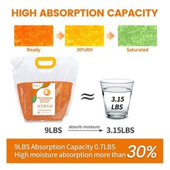 9 LBS Adsorbco Desiccant Beads, Indicating Silica Gel Beads (Orange to Green）