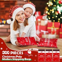 300 Pcs Christmas Poly Mailers 6 x 9 Inch Merry Christmas Shipping Bags for M…