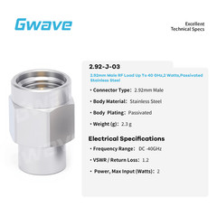 2.92mm Male RF Load Termination 40 GHz, 2 Watts, Passivated Stainless Steel