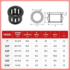 50PCS 7/8″ Round Cable Snap Bushing Grommet, Black Snap in Cable Grommet Prot…