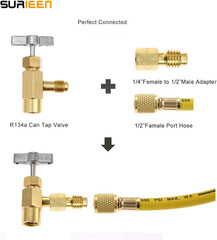 R134A Can Tap Valve with R134A Tank Adapter, 1/2″ to 1/4″ SAE Refrigerant Dispen