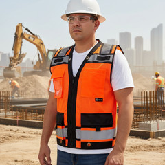 Super Duty Orange Mesh High Visibility Safety Vest, Class 3, Type R