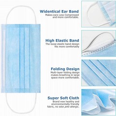100 Pack Disposable Masks for Protection, ASTM Level 2, 3 Layers Safety Masks…
