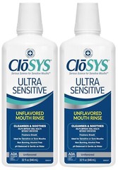 CloSYS Ultra Sensitive Mouthwash, Unflavored Alcohol Free, Soothe 2 Pack 32 Oz