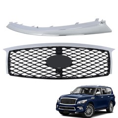 Front Upper Grille Bumper Trim Chrome Camera Hole QX80 2015-2017