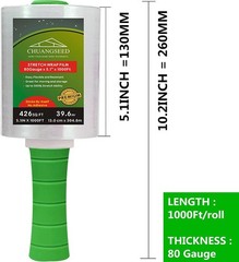 2-Pack Industrial Mini Clear Stretch Wrap Film 80 Gauge 5.1″ 1000ft for Pallet