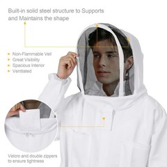 Full Body Beekeeping Suit Set w/ Detachable Ventilated Veil & Free Gloves Unisex