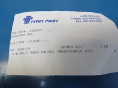 Pivot Point RING-19 Qty of 9 per Lot Split Key Ring
