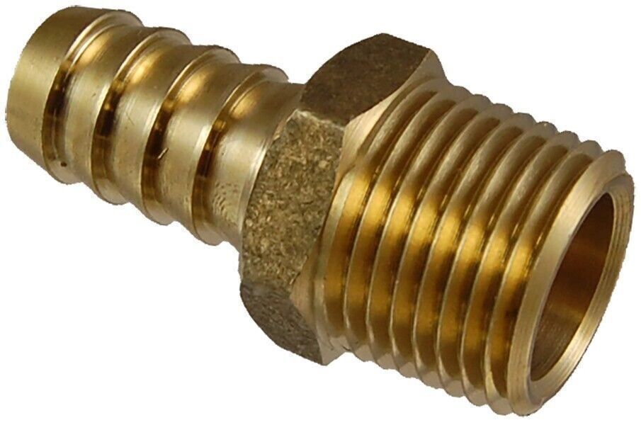 5/8″ Hose x 1/2″ NPTF Male Pipe Thread Brass Barb Connector Fitting | 102-1008C