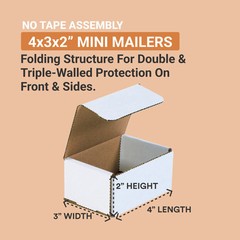 Corrugated Mailing Mailer Boxes Small 4″ x 3″ x 2″ (50 Pack) Cardboard Shippi…