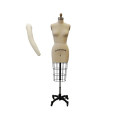 Pro Female Half Body Linen Size 8 Pinnable Dress Form Mannequin with Arm & Pads