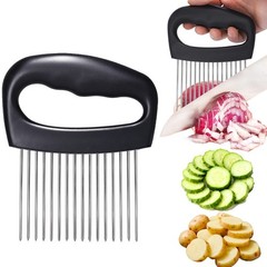 Hendiy Extra-Large Onion Holder for Slicing, 304 Stainless Steel Black