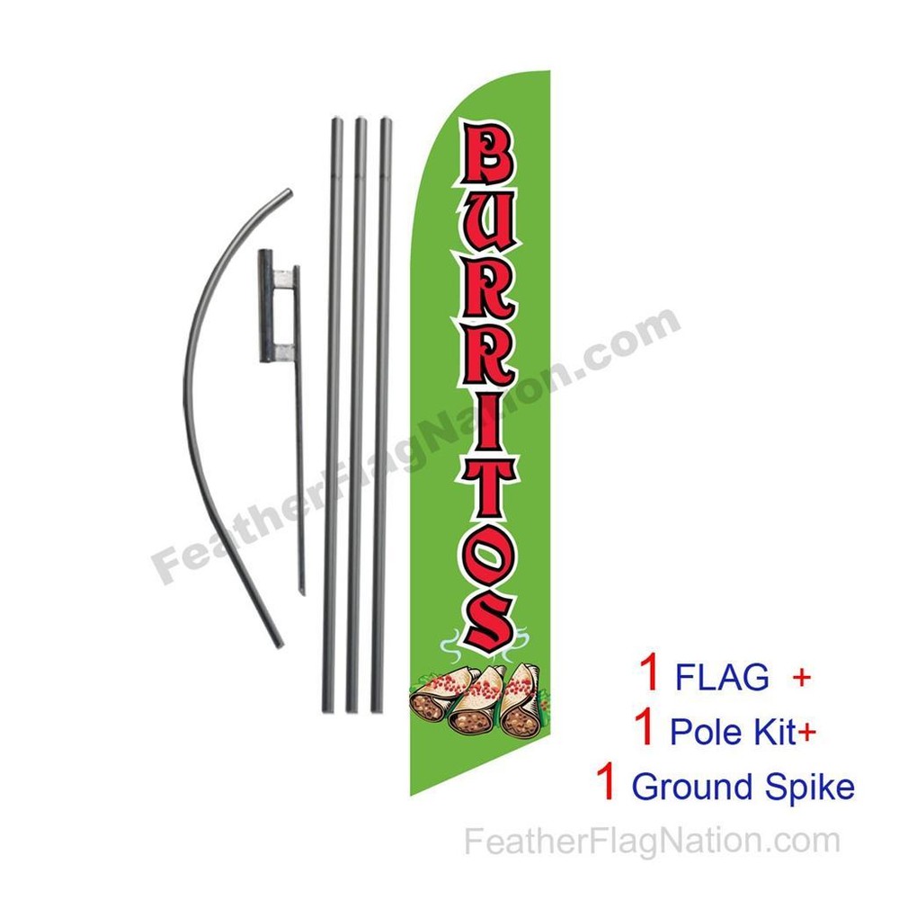 Burritos Feather Banner Swooper Flag Kit with pole+spike