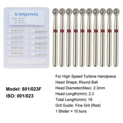 Dental Diamond Burs Round Ball Surgical Bur FG Coarse Fine Long High Speed 801