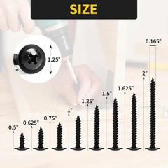 Wood Screws Assortment Kit 220 PCS #8 Phillips Drive Truss Head Black 8 Size