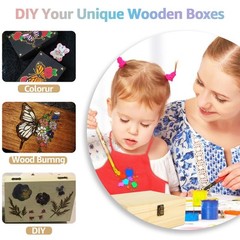 DAJAVE Unfinished Wooden Box, 12x9x5 Inch Large 12.2×8.7×4.8 inches