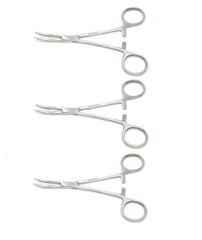 3 Premium Kelly Locking Hemostat Forceps 5.5″ Curved Satin Surgical Instrument