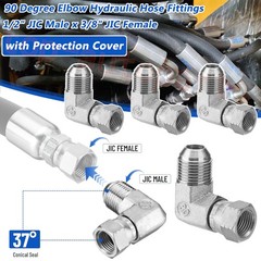 5Pack 90 Degree Elbow Hydraulic Adapter Fittings:1/2″ JIC Male x 3/8″ JIC Female