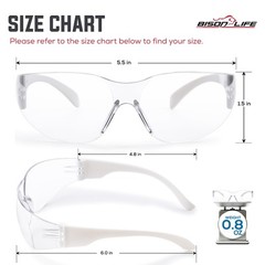 Crystal Clear Safety Glasses, ANSI Z87.1, Impact & Scratch Resistant Lens